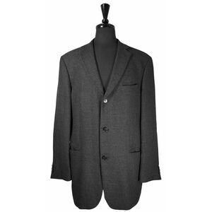 Hugo Boss Mens 44R Gray Check Wool Blazer Vintage 3 Button Sport Coat Jacket
